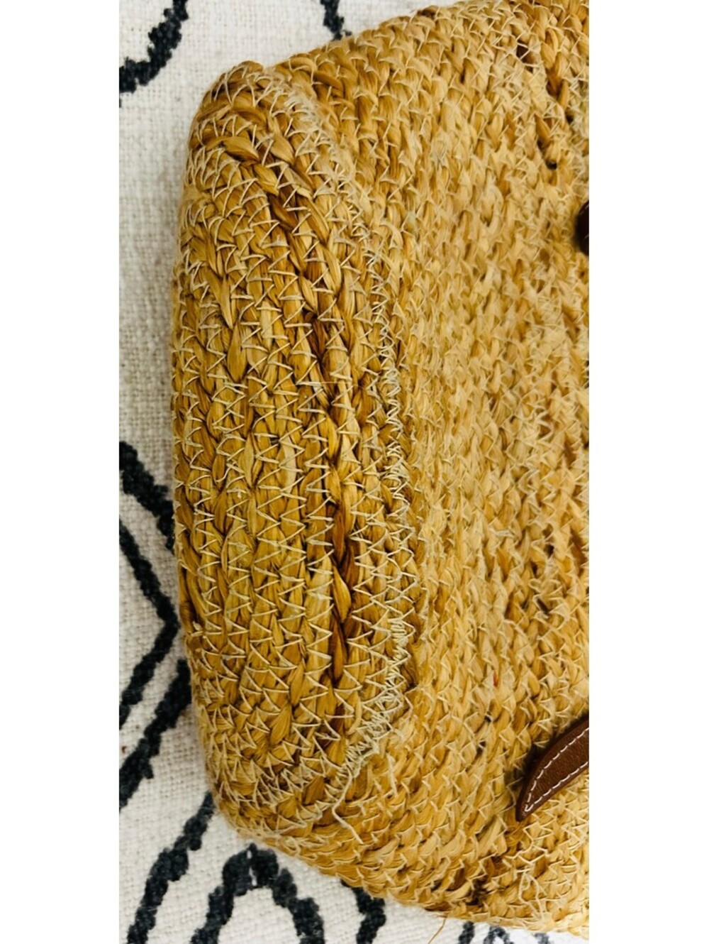 Zara Woven Straw Basket Tote Bag Brown Leather Strap Summer Raffia Shoulder NWOT - Picture 7 of 7
